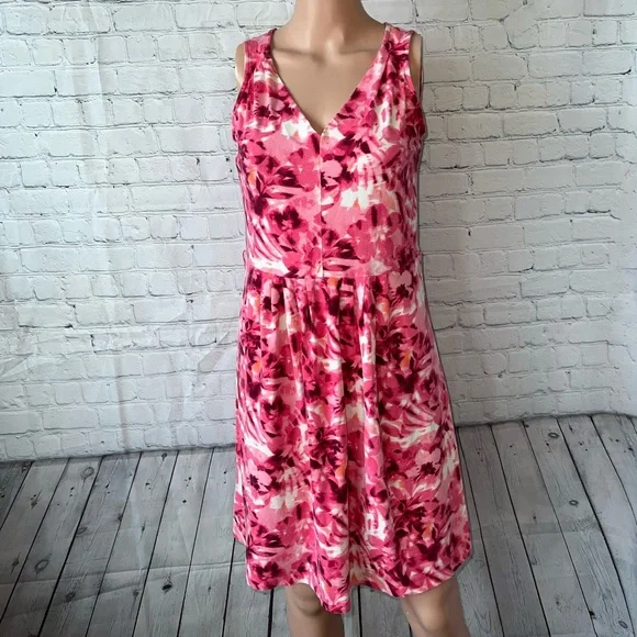 jones new york sport pink & white floral sleeveless dress size S - Picture 1 of 11